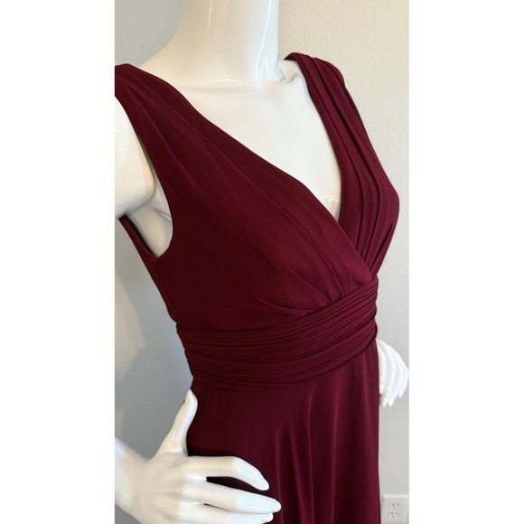 EVER PRETTY Chiffon Burgundy Ruched Waist Pixie Asymmetric Hem Dress 8 Faerie - Picture 5 of 10